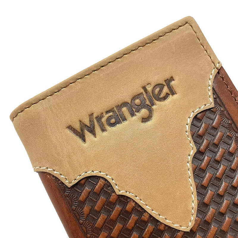 Gem Dandy Accessories Basketweave Embossed Leather Overlay Trifold Wallet