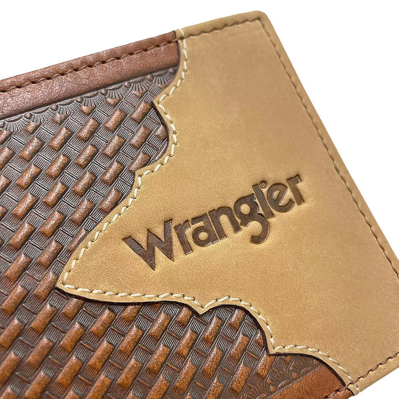 Gem Dandy Accessories Basketweave Embossed Leather Overlay Bifold Wallet
