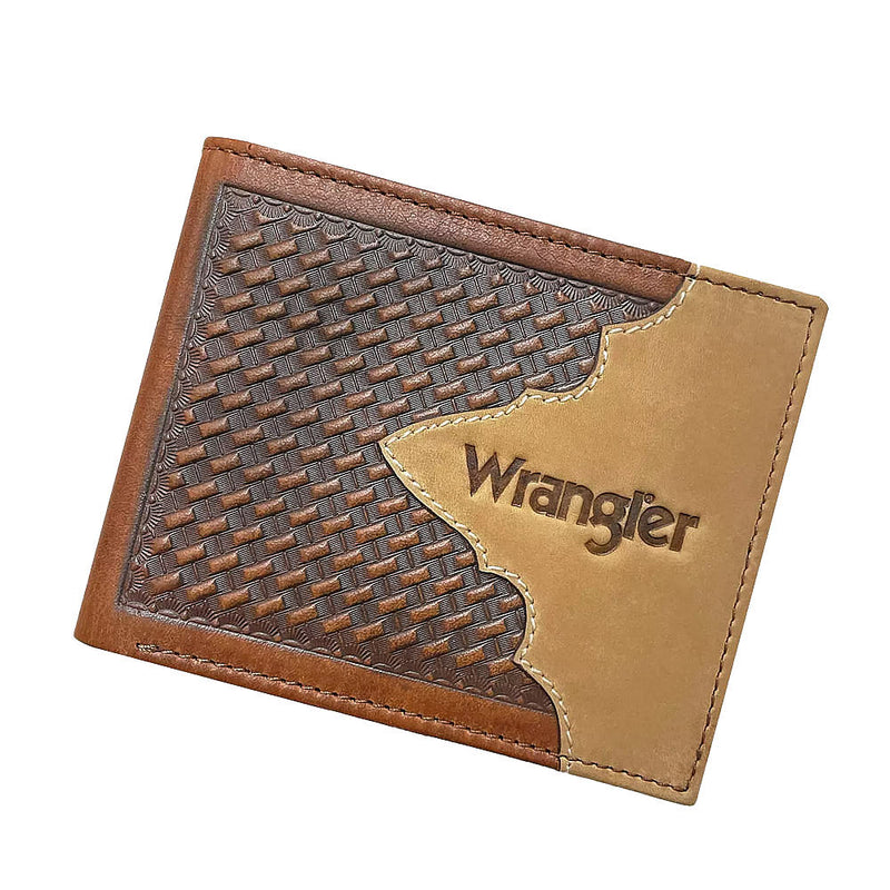 Gem Dandy Accessories Basketweave Embossed Leather Overlay Bifold Wallet