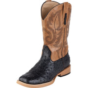 Kid's Black Ostrich Print Cowboy Boots
