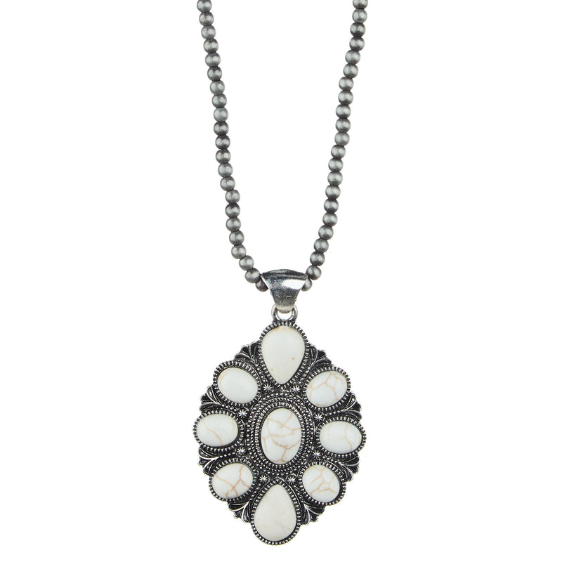 Faux Navajo White Stone Necklace Set