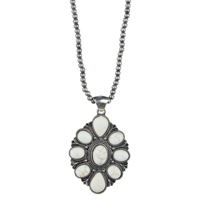 Faux Navajo White Stone Necklace Set
