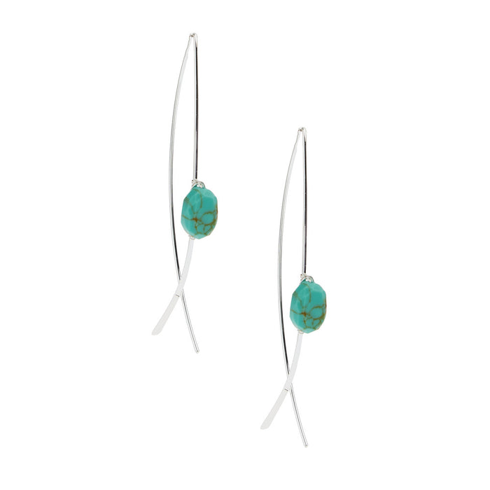 Womens Turq Stone Earrings