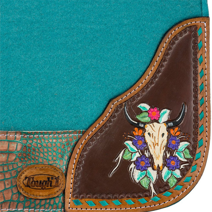 Tough 1 Hand Painted Steer Skull Saddle Pad