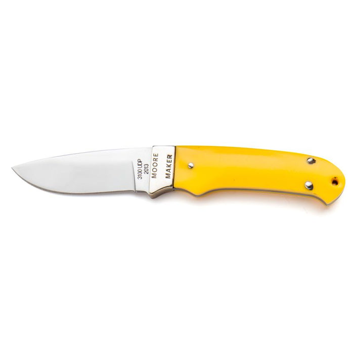 Moore Maker Drop Point Hunting Knife with Yellow Delrin Handle
