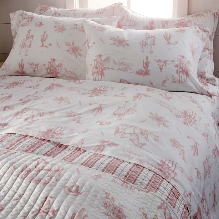 Rod's True Western Dusty Rose Pink Cowgirl Toile Sheet Set