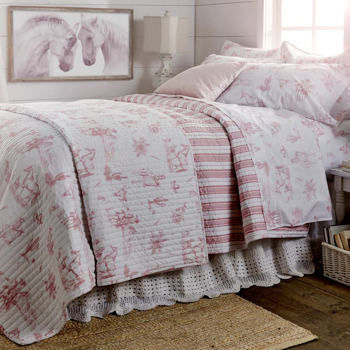 Rod's True Western Dusty Rose Cowgirl Toile Quilt