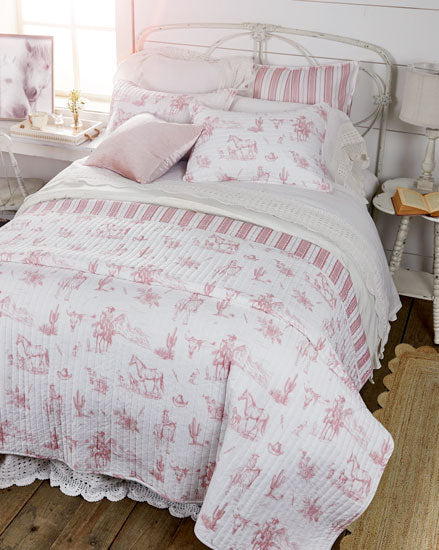 Rod's True Western Dusty Rose Cowgirl Toile Quilt