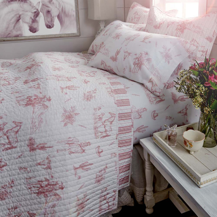 Rod's True Western Dusty Rose Cowgirl Toile Quilt