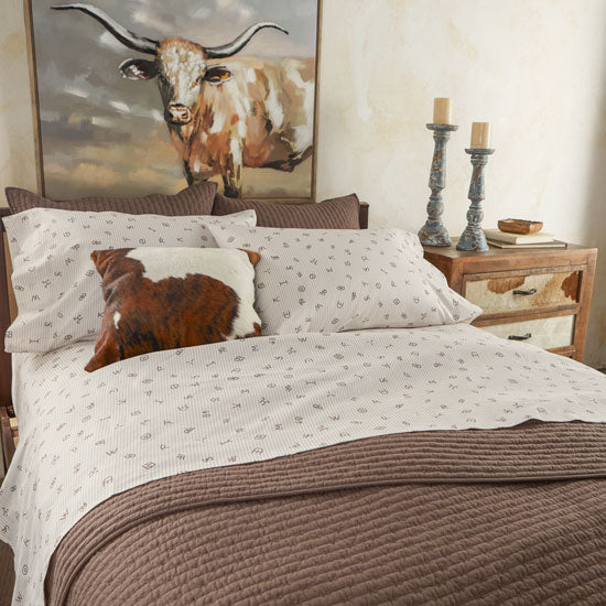 Rod's True Western Cattle Brands Ticking Stripe Sheet Set