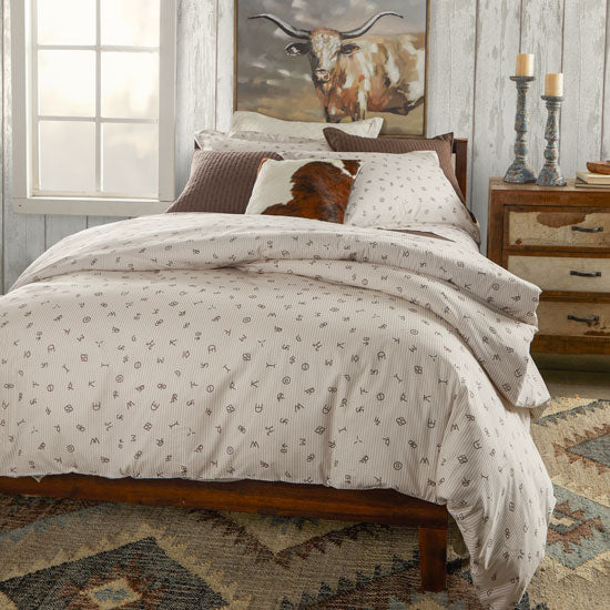 Rod's True Western Cattle Brands Ticking Stripe Duvet Cover