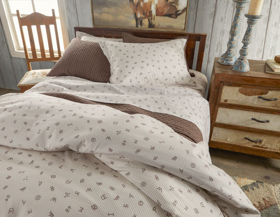Rod's True Western Cattle Brands Ticking Stripe Duvet Cover