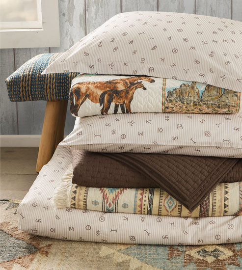 Rod's True Western Cattle Brands Ticking Stripe Duvet Cover