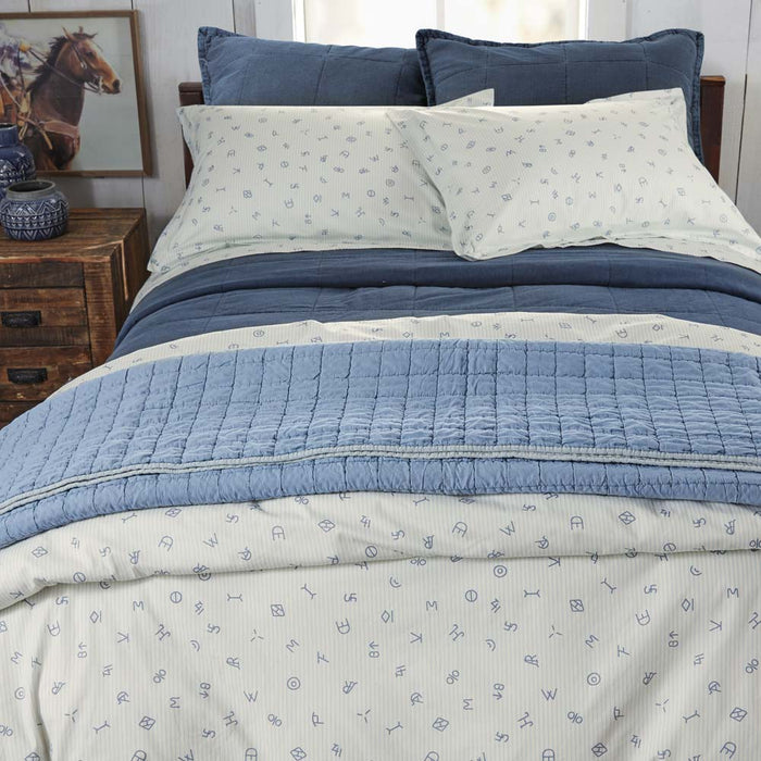 Rod's True Western Cattle Brands Chambray Ticking Stripe Duvet Cover