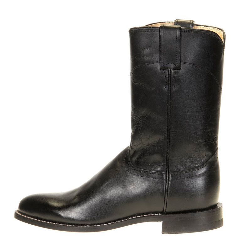 Justin Boot Company Men's Classic Black Kipskin Roper Cowboy Boots