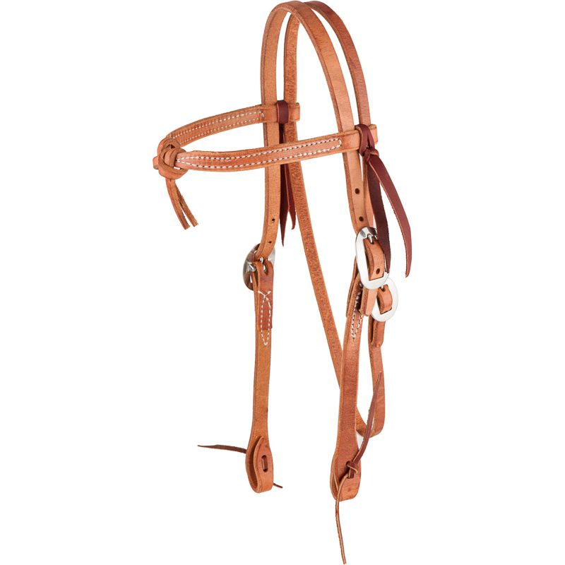Natural Knotted Browband Headstall with Tie Bit Ends