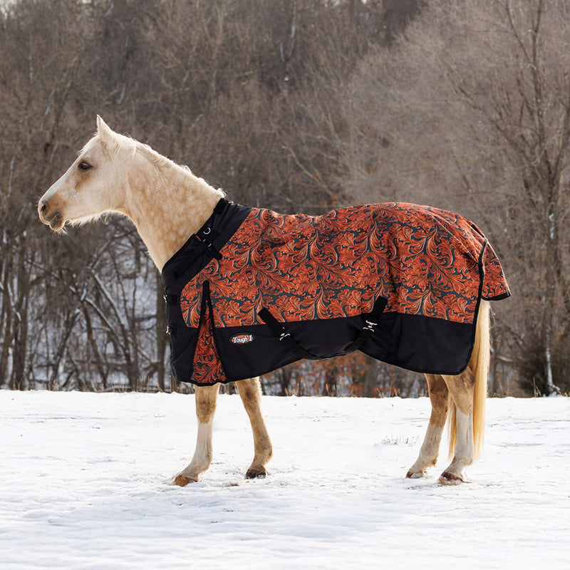 Tough 1 1200D Tooled Leather Turnout Blanket with Snuggit