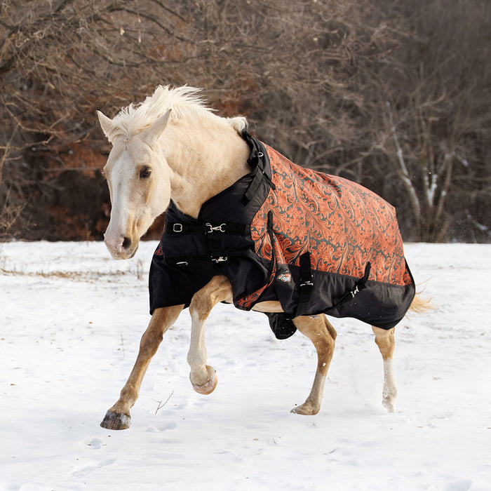 Tough 1 1200D Tooled Leather Turnout Blanket with Snuggit