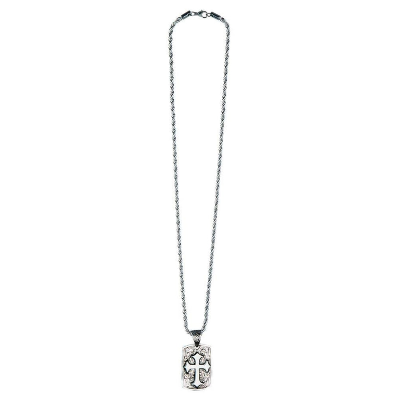Men's Twister Dog Tag Style Cross Necklace