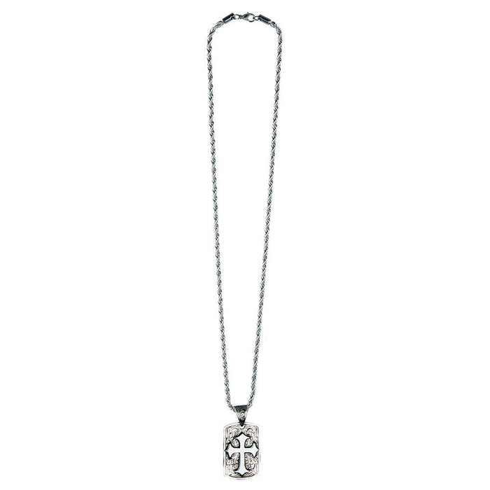 Men's Twister Dog Tag Style Cross Necklace