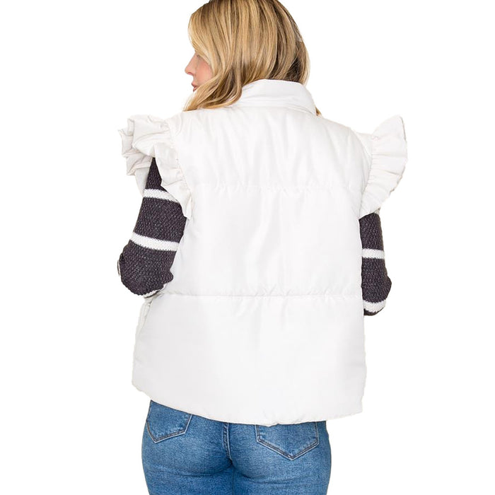 Staccato Women's Ivory Ruffle Sleeve Vest