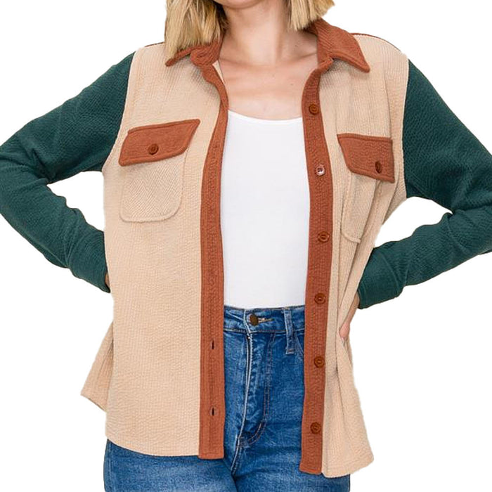 Staccato Women's Taupe Color Block Corduroy Jacket