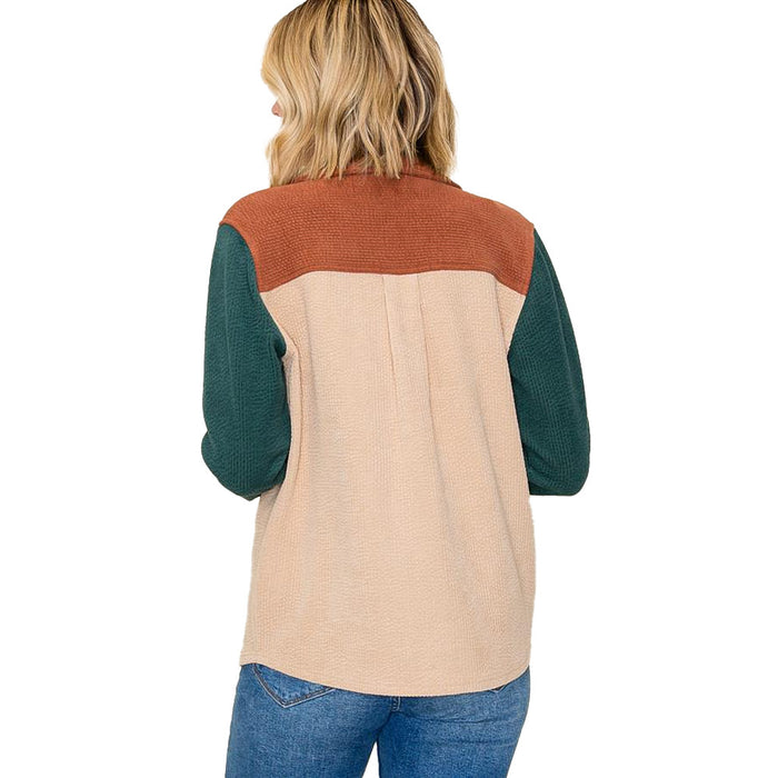 Staccato Women's Taupe Color Block Corduroy Jacket