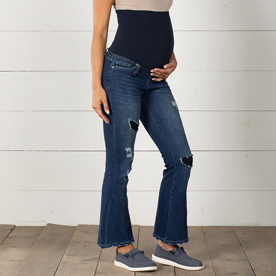 Kancan Distressed Maternity Flare Jeans