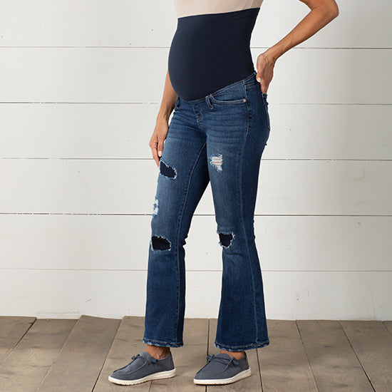 Kancan Distressed Maternity Flare Jeans