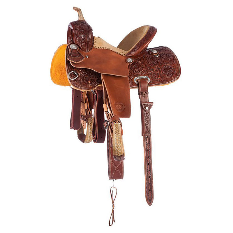 Chocolate 1/2 Breed Jay Flower Youth Barrel Saddle