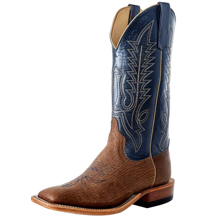 Rios Of Mercedes Men's Anderson Bean Taan Amazon Goat 13in. Regal Blue Luster Top Square Toe Boot