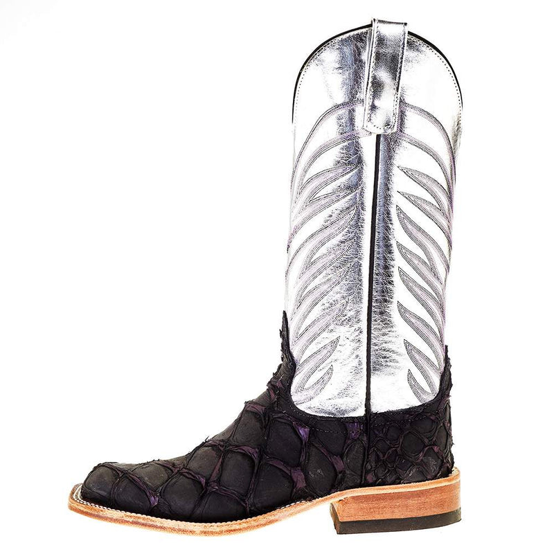Anderson Bean Women's Purple Panther Big Bass 13in. Silver Metallic Cowgirl Boot