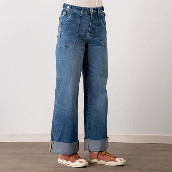 Kancan High Rise Utility Wide Leg Jeans