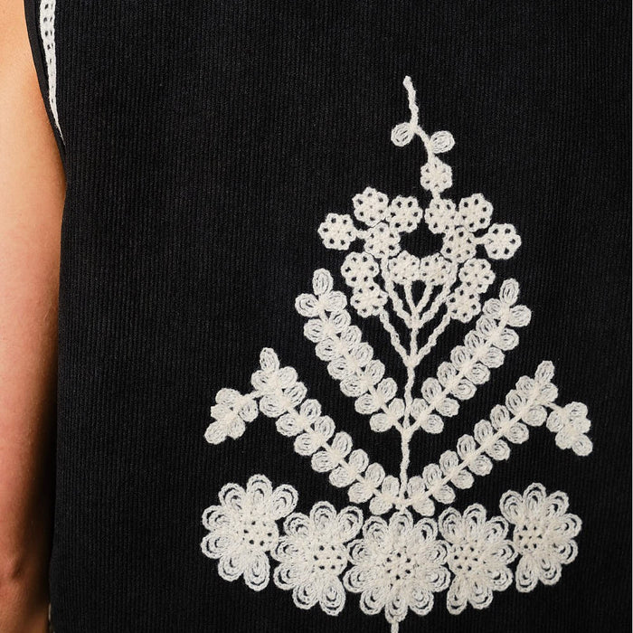 Blue B Women's Embroidered Tie Crop Fashion Vest