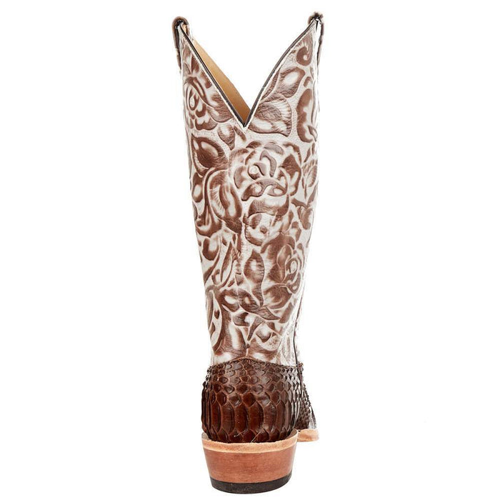Anderson Bean Women`s Dark Brown Matte Python 13 In. Rusty Old Tin Roof Cowgirl Boot
