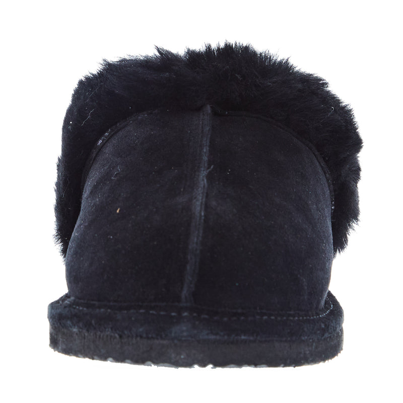 Minnetonka Women Black Sheepskin Slide