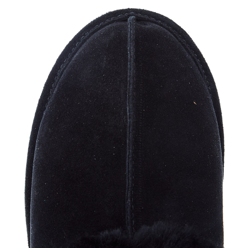 Minnetonka Women Black Sheepskin Slide