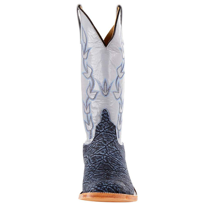 Anderson Bean Men`s Blue Safari Elephant 13in Pebble Kidskin Top Square Toe Boot