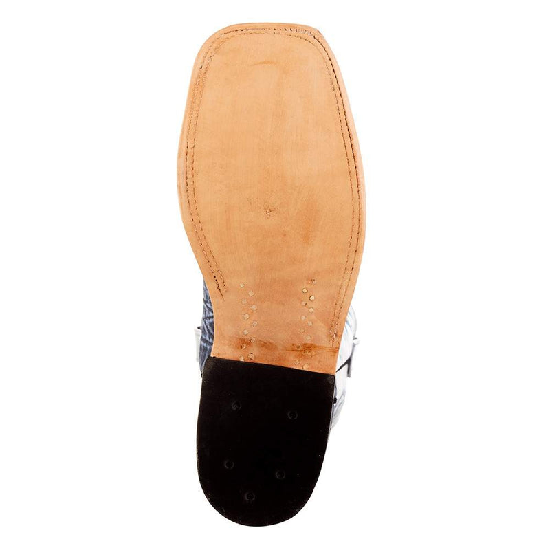 Anderson Bean Men`s Blue Safari Elephant 13in Pebble Kidskin Top Square Toe Boot