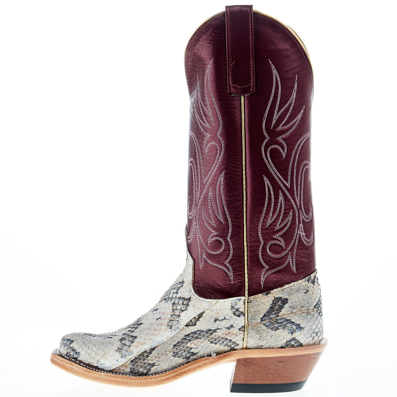 Anderson Bean Women's AB Rattlesnake 13 In Sangria Kidskin Top Cutter Toe Cowgirl Boot