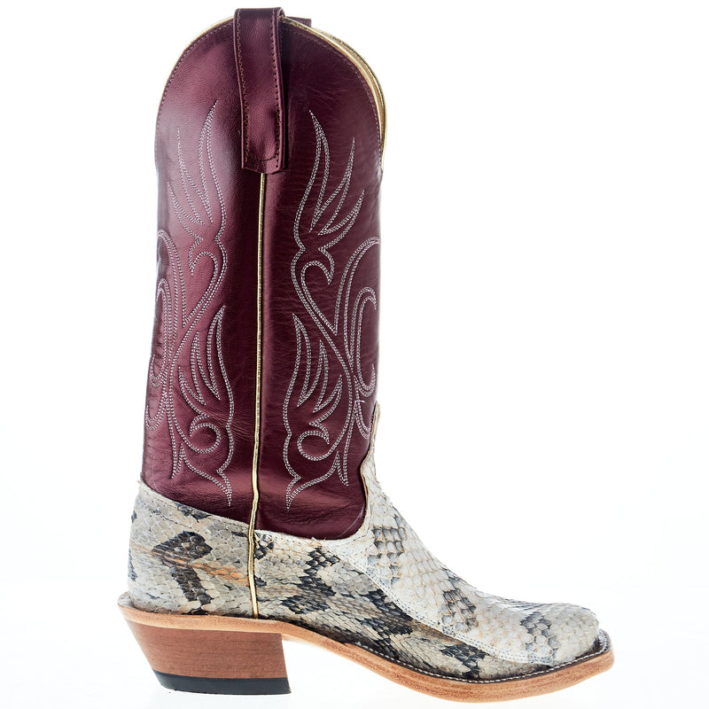 Anderson Bean Women's AB Rattlesnake 13 In Sangria Kidskin Top Cutter Toe Cowgirl Boot