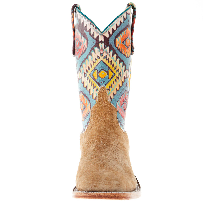 Anderson Bean Women's AB Sahara Tan Flannel 10 In Multi Embossed Top Cowgirl Boot