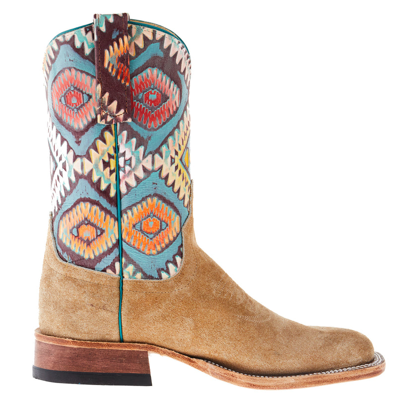Anderson Bean Women's AB Sahara Tan Flannel 10 In Multi Embossed Top Cowgirl Boot