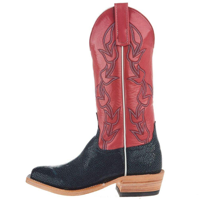 Anderson Bean Womens Navy Shaved Stingray 13 In Roe Kidskin Top Cowgirl Boot
