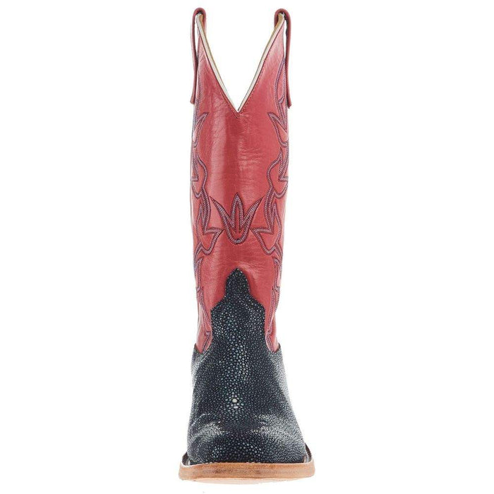 Anderson Bean Womens Navy Shaved Stingray 13 In Roe Kidskin Top Cowgirl Boot