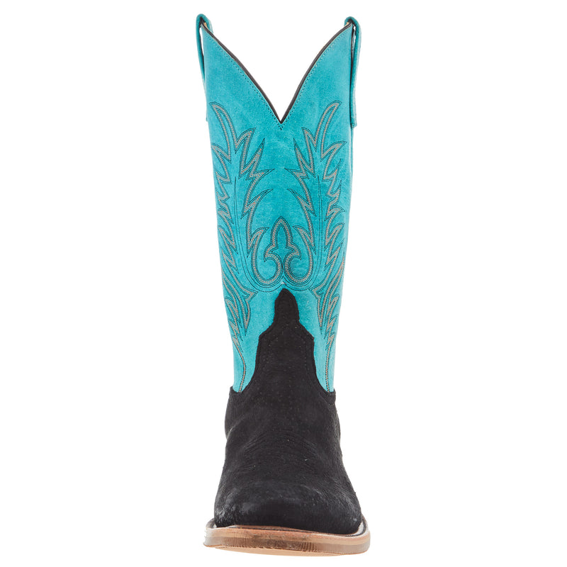 Anderson Bean Mens Ride Ready Black Carpincho Vamp 13in Turquoise Sinsation Top