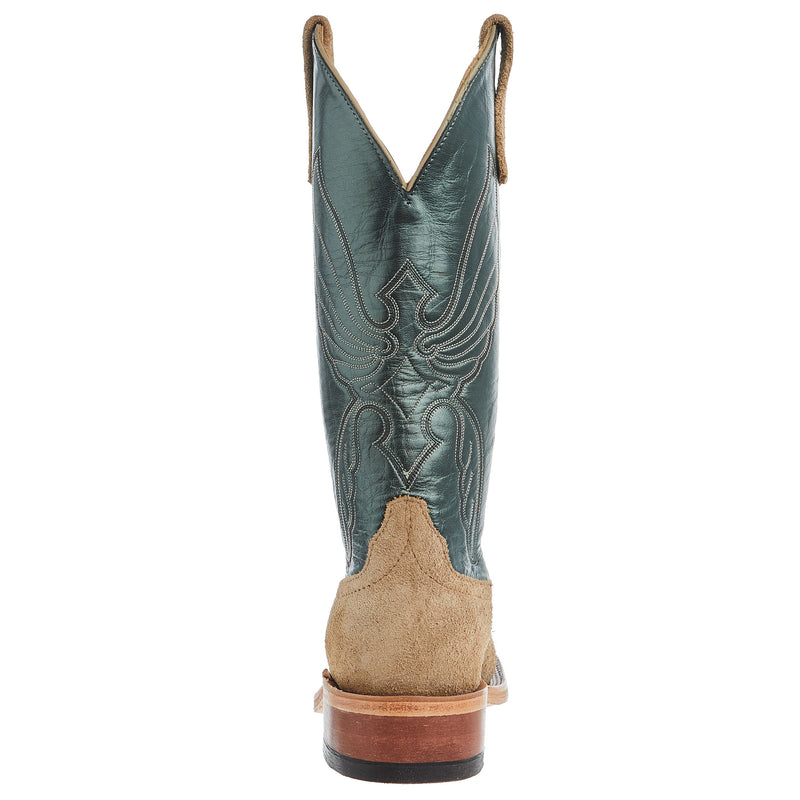 Anderson Bean Women's Tan Crazyhorse Roughout 13In Green Velvet Top Boot