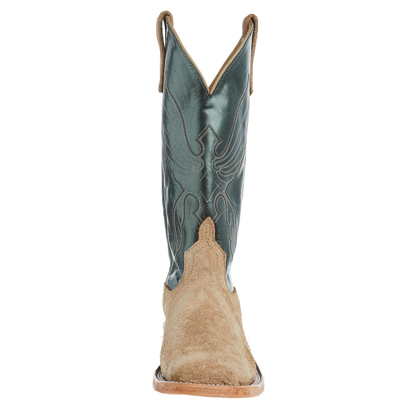 Anderson Bean Women's Tan Crazyhorse Roughout 13In Green Velvet Top Boot