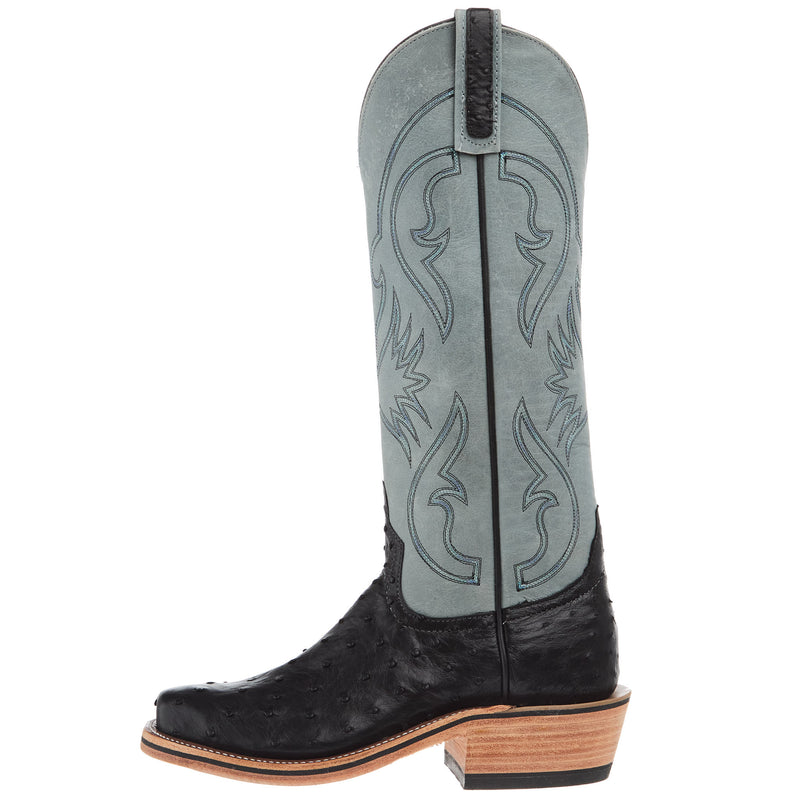 Anderson Bean Women`s AB Ride Ready Black FQ Ostrich Vamp 15In Castle Rock Buffamonte Top
