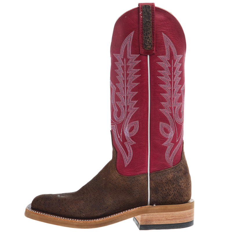 Anderson Bean Women`s AB Ride Ready Charcoal Boar Vamp 13In Cherry Buffamonte Top Boot
